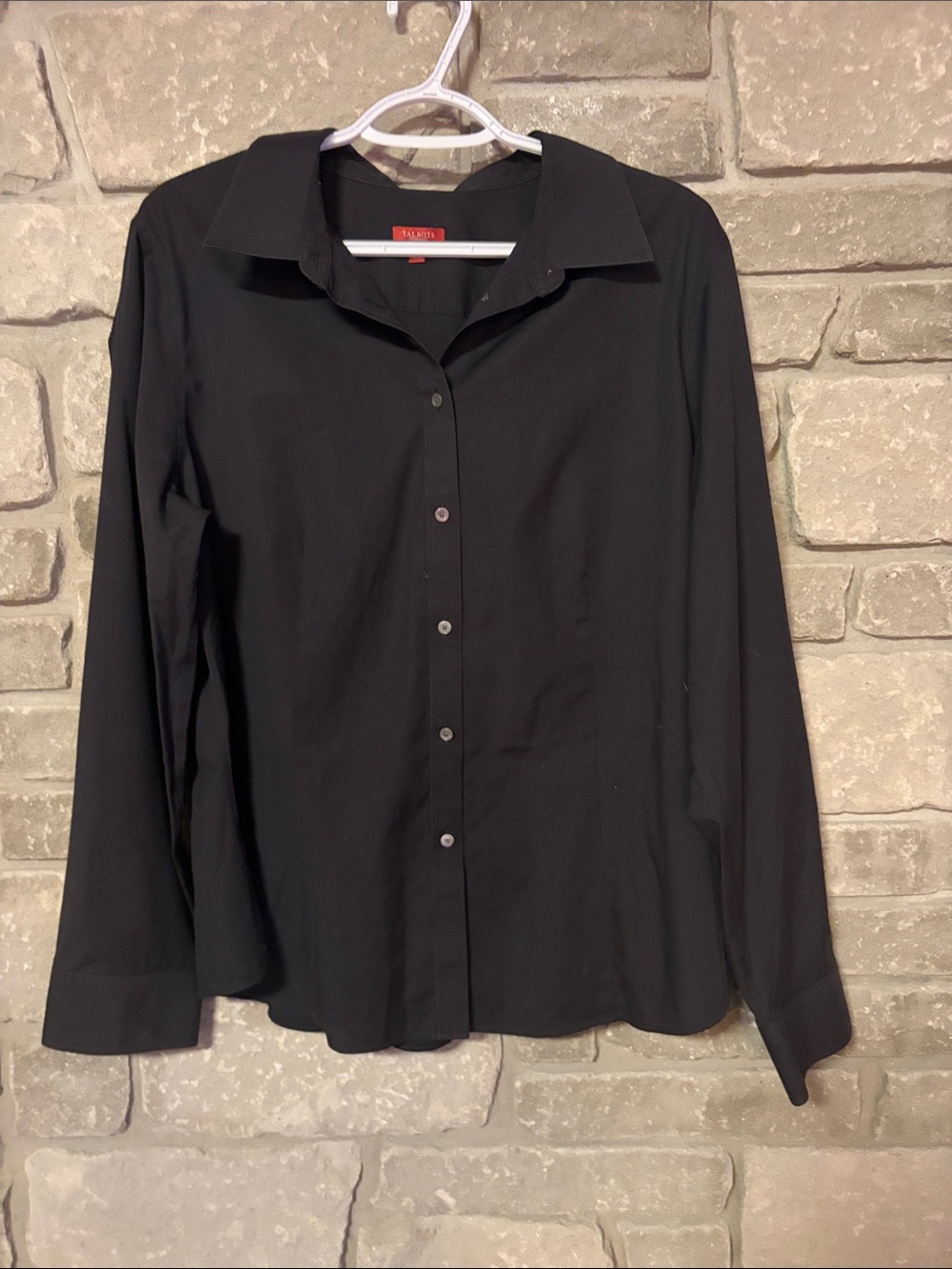 Talbots Black Button-Down Shirt - Classic Collared Long Sleeve Womens size 18